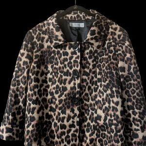 Tahari Black Blazer with Leopard Print Lining